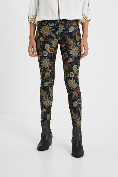 DESIGUAL Skinny Floral Trousers by C. Lacroix Red